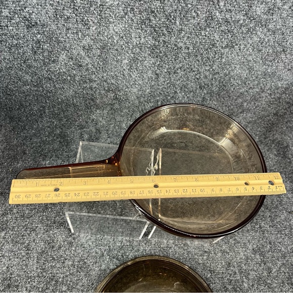 Corning Vision Ware Amber Waffle Bottom 7" Fry Pan Skillet w/ Pyrex Lid V-1.5-C - Picture 6 of 8